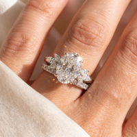 Nouvelle conception, bague en diamant ovale VVS créé en laboratoire, luxe, or blanc 18 carats, trois pierres, bague de fiançailles pour femme, bijoux fins