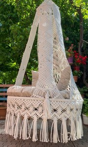 Macrame patio double swing,Patio swing,Macrame swing,Macrame <b>hanging</b> swing,Macrame - Product Image 2