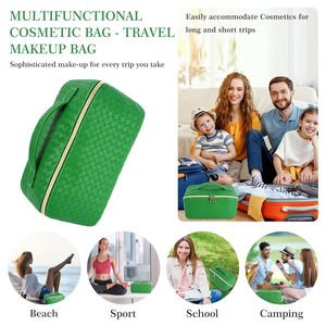 Sac de voyage cosmétique portable grande capacité en PU, résistant à l'eau, avec fermeture éclair, pour femmes, organiseur de maquillage, sac à bandoulière - Product Image 5