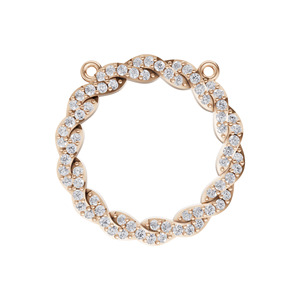 Aarinya Lujoso y Moderno Charm de Círculo Abierto con Diseño de Cinta Trenzada y Pavé, Oro de 18K, Diamante Cultivado en Laboratorio Certificado IGI - Product Image 3
