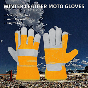 Gants de sécurité en cuir jaune, longueur poignet, thermiques, non doublés, pour usage extérieur en hiver, cyclisme, sport, voyage - Product Image 4