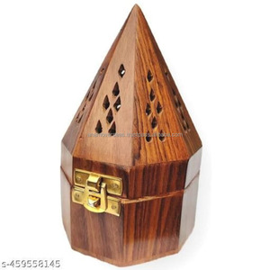 Decorative Wooden <b>Bakhoor</b> Burner with Metal Cup for Incense and <b>Oud</b> - Product Image 4
