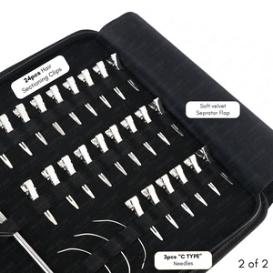 Hair Extension Tool Kit for Micro <b>Beads</b>, Sew-in Weft & Hand-Tied Extensions with C-Type <b>Needles</b> - Stainless Steel - Product Image 3