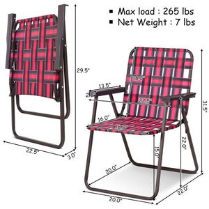 Ensemble de 6 chaises pliantes de plage pour le camping et la pelouse, chaise confortable en toile - Product Image 5