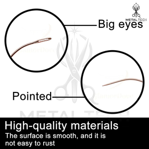 Rose Gold Plated Stainless Steel C-Curve Hair Extension Needles Set Professional Weft Sewing Tools for <b>Wig</b> Making - Product Image 2