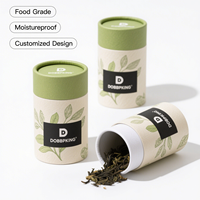 Emballage personnalisé en tube de papier kraft de forme ronde, de qualité alimentaire, compostable, pour café et thé, en carton cylindrique imprimé
