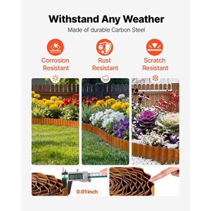 Bordatura per Paesaggistica in Acciaio al Carbonio 40 ft X 6 in, Strisce Metalliche Flessibili Facili da Installare, Bordatori Manuali per Giardinaggio - Product Image 2