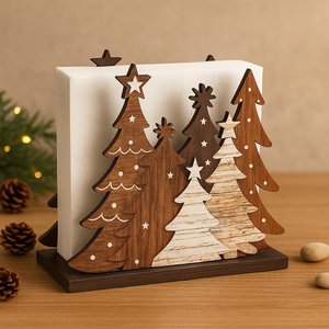 Wooden Christmas Tree Napkin Holder <b>Retro</b> <b>Table</b> Decoration for Kitchen <b>Dining</b> Room Napkin Rings - Product Image 1