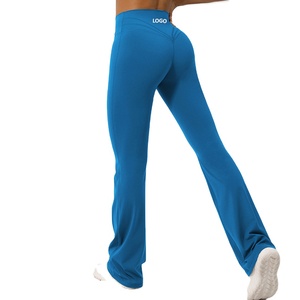 Pantalon de yoga sentiment nu v croisé taille haute pantalon évasé hanche levage pantalon de sport vêtements de sport en gros - Product Image 1