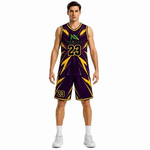 Ensemble d'uniformes de basketball personnalisés pour hommes, motif éclat de soleil, maillot et short en mesh par sublimation, tenue de sport d'équipe, équipement de match, vente OEM - Product Image 3