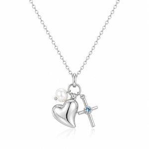 Collier avec pendentif en forme de cœur en acier inoxydable personnalisé avec breloque en perle pour commande OEM ODM de marque - Product Image 1