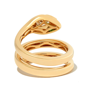 Luxury Yellow <b>Gold</b> Snake <b>Ring</b> With Diamond Pear Cut And Green Eyes Women <b>Cocktail</b> <b>Ring</b> - Product Image 2