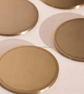 High Quality Handmade Rounded <b>Gold</b> Metal Tableware <b>Coasters</b> Table Top Home Decor Wholesale Brass Sublimation <b>Coasters</b> - Product Image 3