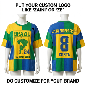 Maillot de football court en polyester interlock premium 220 GSM, imprimé, avec empiècements color block vert, jaune, bleu, logo personnalisé, tenue d'équipe - Product Image 1