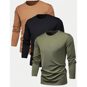 เสื้อยืดแขนยาวพิมพ์ลายกราฟิกสำหรับผู้ชาย แพ็ค 3 ตัว พิมพ์ลายตัวอักษร คอกลม สวมใส่สบายๆ ทุกวัน - Product Image 5