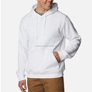 เสื้อมีฮู้ดสำหรับผู้ชายผ้าฝ้าย100% สีขาวล้วนเสื้อผ้าลำลองสำหรับผู้ชายเสื้อฮู้ดดี้สำหรับพิมพ์สกรีนและ DTF ดีไซน์แบบ OEM - Product Image 1