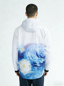 Unisex <b>white</b> breathable <b>waterproof</b> front windproof quick dry breathable <b>jacket</b> with zipper closure casual outerwear spring wear - Product Image 3