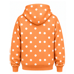 <b>Orange</b> White Women Pullover Hoodie Casual <b>Fleece</b> Hooded Sweatshirt Drawstring Long Sleeve Kangaroo Pocket Winter Front - Product Image 2