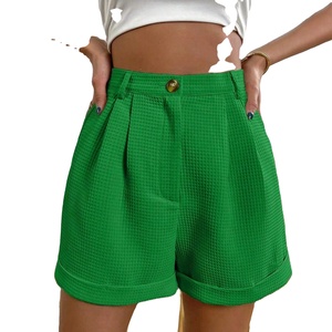 กางเกงขาสั้นเอวสูงแฟชั่นสไตล์เกาหลีสำหรับผู้หญิงใส่ทำงานแบบเรียบง่ายมีเชือกรูดแบบแฟชั่นสไตล์เกาหลีสำหรับฤดูร้อน - Product Image 5