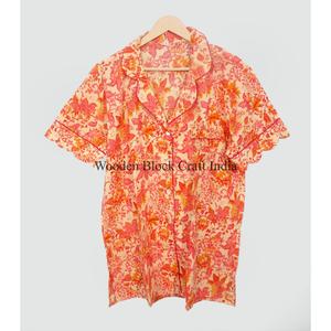 Conjunto de Pijama de Verano para Mujer, Transpirable, 100% Algodón, Manga Corta, Estampado Floral, Camiseta de Dormir Suave de Secado Rápido, Lavable a Máquina - Product Image 2