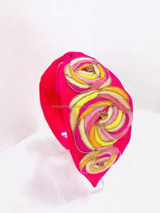 Serre-tête unisexe ajustable bleu fait main, écologique, avec broderie perlée dorée et blanche et motif de sequins circulaires - Product Image 5