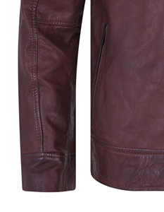 Hot Selling Men's Slim High Street Leather Jacket with Stand Collar Canvas Fabric Front Logo Winter Streetwear - Product Image 3