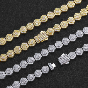 Bracelet Homme en Argent 925 avec Diamants Moissanite, Maillons Hexagonaux, Léger, Style Hip Hop, Bijou de Luxe Streetwear, Cadeau Audacieux - Product Image 5