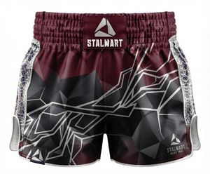 กางเกงมวยไทย MMA แบบสั่งทำพิเศษ STALWART IMPEX สีแดงดำ ลายมังกร ผลิตจากโพลีเอสเตอร์ผสมฝ้าย ทนทาน เป็นมิตรกับสิ่งแวดล้อม แห้งเร็ว - Product Image 2