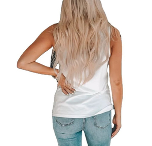 Débardeurs longs sans manches pour femmes, col rond, écologiques, respirants, imprimés par sublimation, 100% polyester, décontractés - Product Image 2