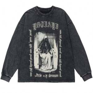 Sweat-shirt surdimensionné en coton épais délavé style rétro pour homme, vêtement de mode streetwear - Product Image 4