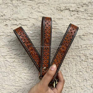 Nueva Llegada Mano Tooled Cuero Muñequera Llaveros En Relieve Estampado Floral Cuero Llaveros Tooled Accesorios de cuero Correas para llaves - Product Image 3