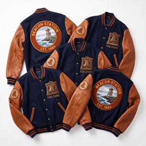 Veste universitaire personnalisée OEM en laine avec manches en cuir, broderie Millers Fellowship Watermill, patch Sack Hoist, marron - Product Image 4