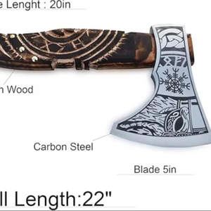 Hacha Vikinga Thewizcrafts Hecha a Mano, de Acero Industrial con Alto Contenido de Carbono, Mango de Madera de Palisandro, Funda de Cuero, Personalizada, 1.5 kg - Product Image 1