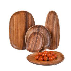 Platos de Madera Legend, Bandejas para Postres, Platos Rectangulares de Madera de Acacia para Restaurantes, 3 Piezas, para Servir Comida - Product Image 1