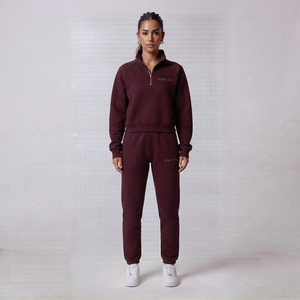 Conjunto Deportivo de 2 Piezas para Mujer, con Capucha, de Forro Polar, Manga Corta, Estilo Versátil, Largo hasta la Rodilla, 100% Algodón, 320g - Product Image 4