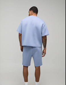 Men Oversized Drop Shoulder Sweat shirt <b>Set</b> Half Sleeves Custom Logo Blank Breathable Summer <b>Set</b> Cotton Street Wear Luxury - Product Image 3