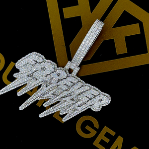 Pendentif Hip Hop personnalisé avec nom et numéro sur mesure, plaqué or, moissanite, argent sterling 925, bijoux de fête - Product Image 4