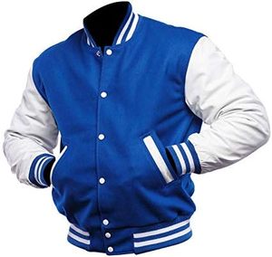 Veste universitaire noire pour homme, manches en cuir PU, col montant, style décontracté, vêtement d'hiver, coupe classique, fermeture à simple boutonnage - Product Image 3