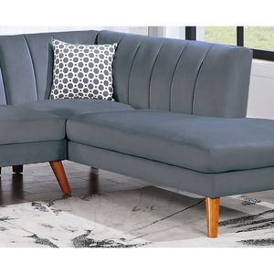 Set di Mobili Contemporanei per Soggiorno in 2 Pezzi, Divano Componibile in Velluto Grigio Scuro con Chaise Longue a Destra e Cuscini Morbidi - Product Image 6