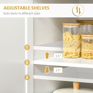 Moderno Armadio Dispensa Bianco per Cucina con Ante in Vetro Incorniciato, Ripiani e Cassetti, Struttura in Compensato - Product Image 5