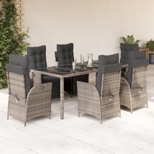 Set da Pranzo da Giardino in Rattan Grigio per 6 Persone, Resistente alle Intemperie, Arredamento da Esterno in Stile Contemporaneo - Product Image 1