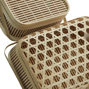 Caja de Regalo de Bambú para Festividades, Cesta Rectangular con Asa, Caja de Embalaje Tradicional para Pasteles de Luna, Dulces y Alimentos de Año Nuevo - Product Image 2