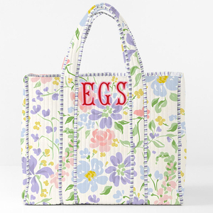 Borse a Spalla Grandi <span class=keywords><strong>da</strong></span> Donna all'Ingrosso, Borse Tote <span class=keywords><strong>da</strong></span> Spiaggia Monogrammate per Regali di Nozze, Borse Tote Trapuntate Floreali - Product Image 1