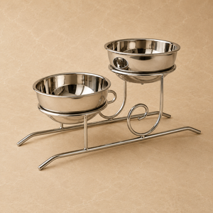 Plat de service surélevé de luxe en acier inoxydable à double compartiment – Accessoire haut de gamme pour la restauration et les réceptions - Product Image 1