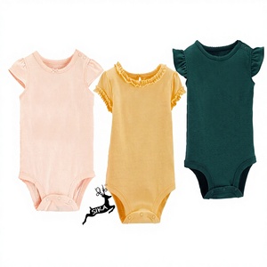 Newborn Baby Organic Cotton Onesie Romper Set Snap Crotch Long Sleeve <b>Animals</b> Print Bulk OEM India - Product Image 1