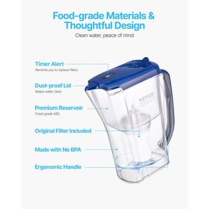 9 tazze di filtro acqua a 5 stadi 40 galloni BPA-Free brocca - Product Image 6