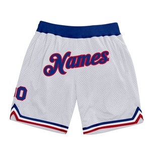 Shorts de basket-ball rétro authentiques blancs et rouge royal personnalisés OMMIZ INDUSTRY – Vente en gros directe - Product Image 1