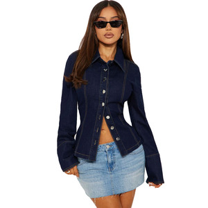 Women Denim Shirt Long Sleeve Button <b>Up</b> Solid Color Casual Autumn Style Regular Fit Full Length Cotton Top - Product Image 6
