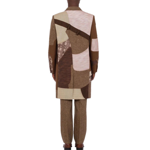 Abrigo de lana virgen para hombre, diseño vintage con solapa y doble botonadura, color marrón, estilo patchwork, ¡superventas! - Product Image 6