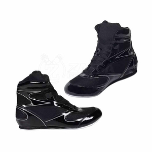 Chaussures de boxe noires à tige haute, à lacets, respirantes, en similicuir, pour l'entraînement, à prix abordable et avec service OEM ODM - Product Image 3